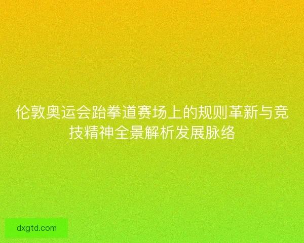 伦敦奥运会跆拳道赛场上的规则革新与竞技精神全景解析发展脉络