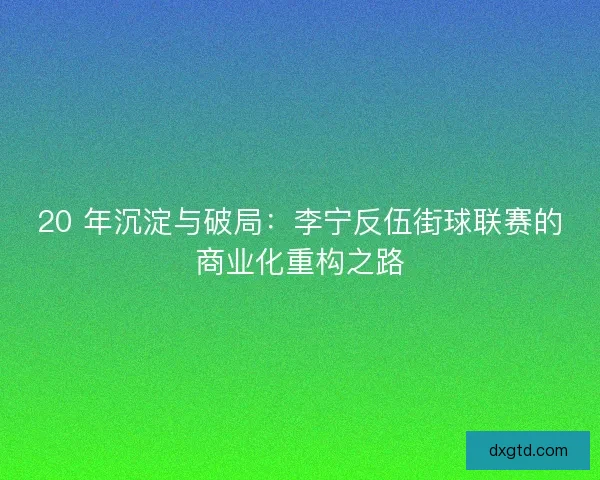20 年沉淀与破局：李宁反伍街球联赛的商业化重构之路
