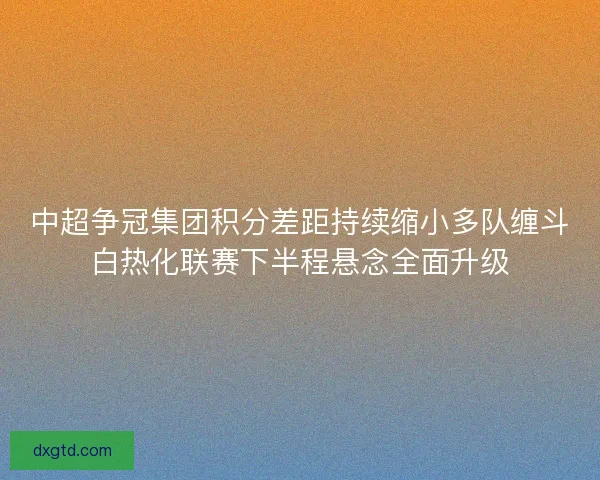 中超争冠集团积分差距持续缩小多队缠斗白热化联赛下半程悬念全面升级
